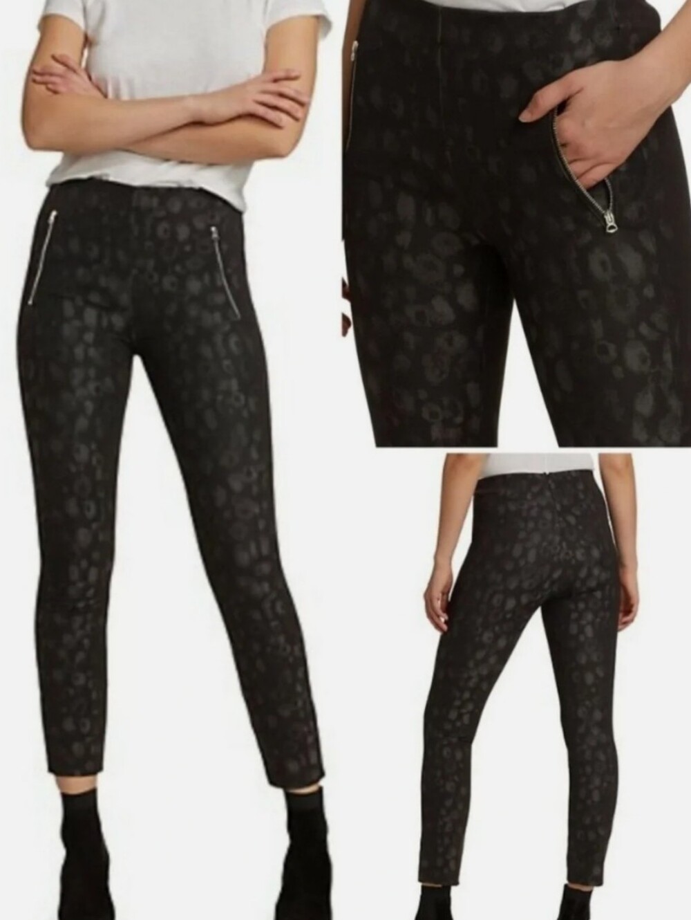 Rag & Bone Black Leopard-Print Skinny Ankle Pants